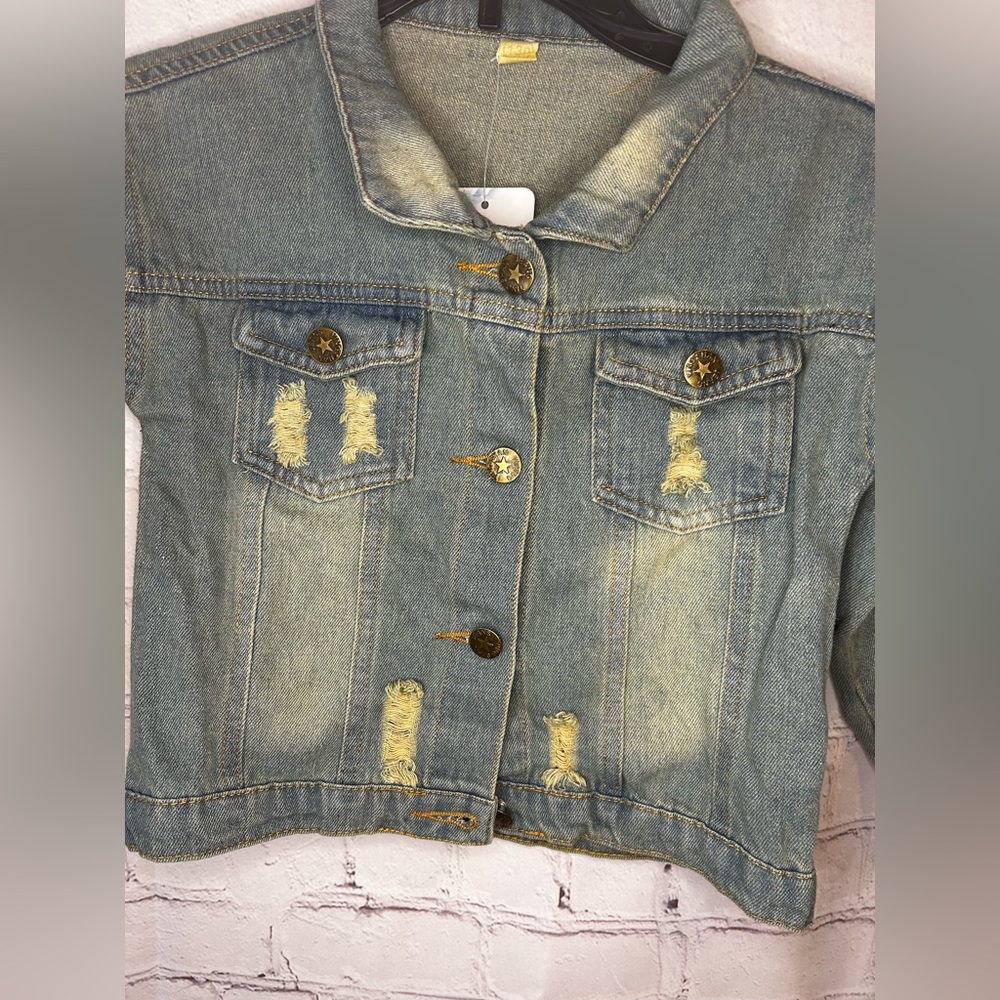 NWT Size 6/7 Distressed Jean Jacket - Picture 2 of 4